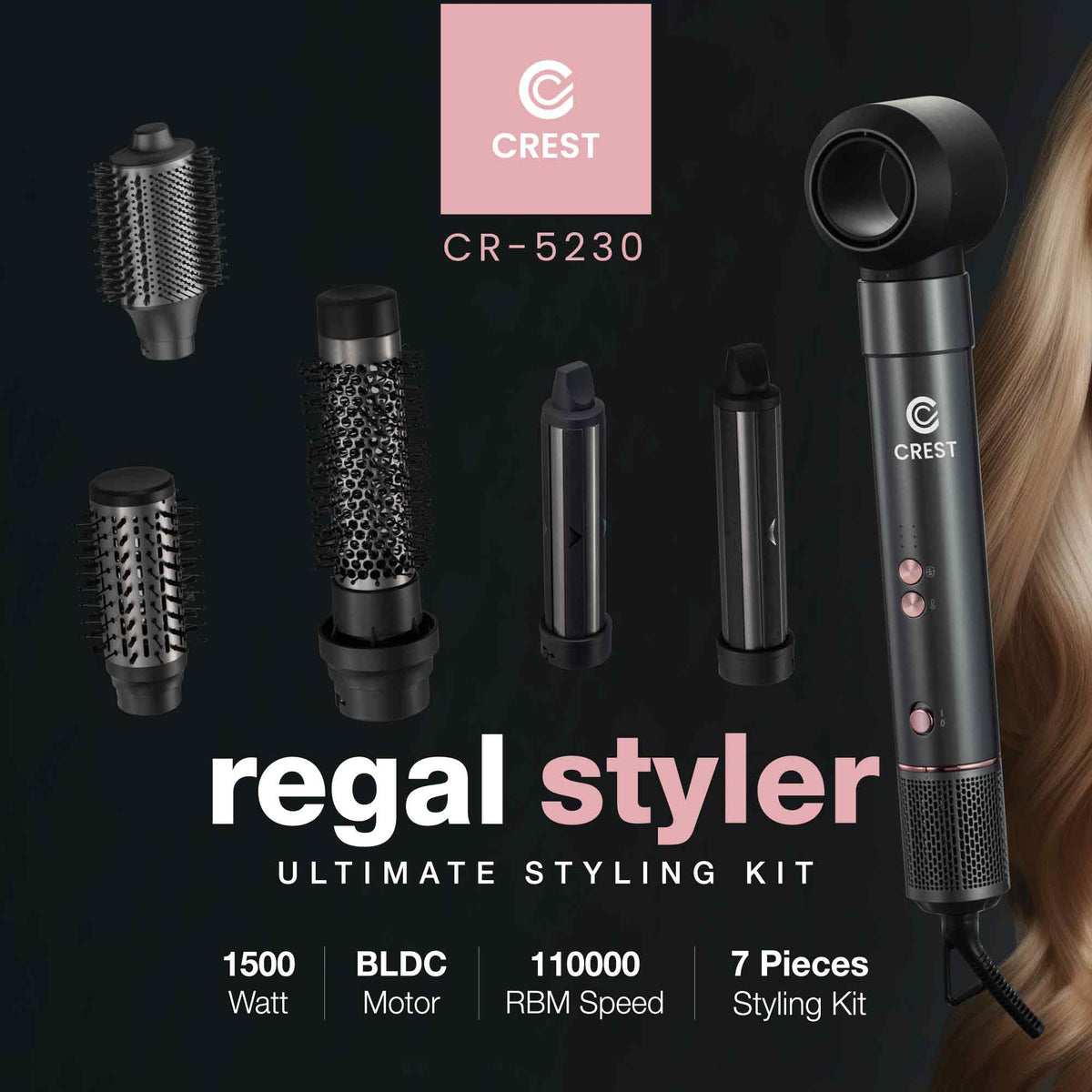 Regal Styler Ultimate Styling Kit - 7 Pieces | مجموعة ريجال ستايلر الشاملة لتصفيف الشعر - 7 قطع